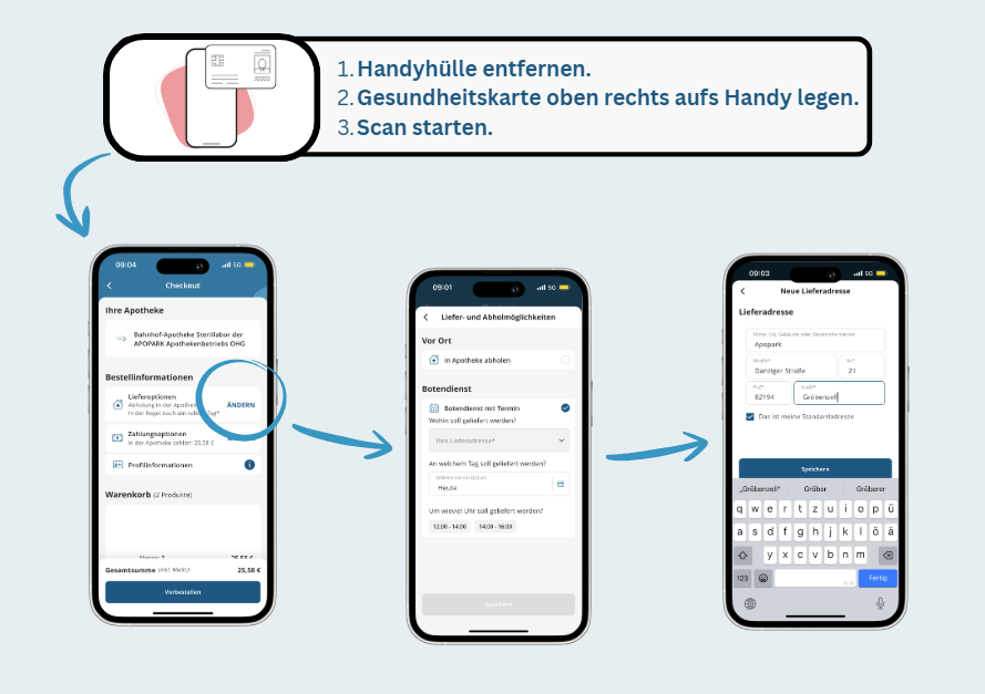 Vorbestellung per App an die Wunschapotheke senden
